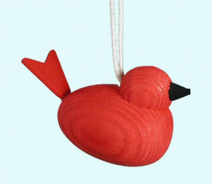 Red Wooden Bird Christmas Ornament