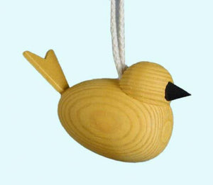 Yellow Wooden Bird Christmas Ornament