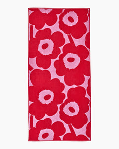 Pink and Red Unikko Bath Towel