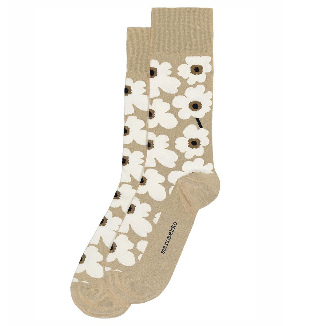 Unikko Hieta Ankle Socks- Beige, Brown, White