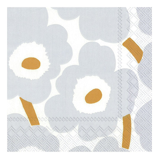 Unikko White Silver Gold Luncheon Napkins