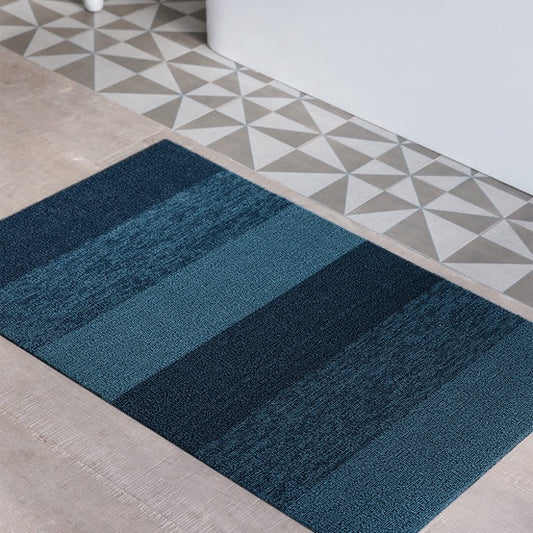 Marbled Stripe Shag Mat In Bay Blue