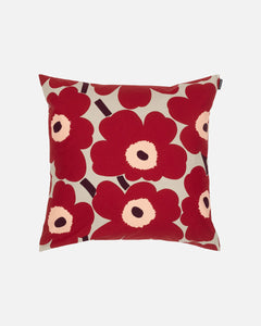 Pieni Unikko Cushion Cover (light brown, red, pink)