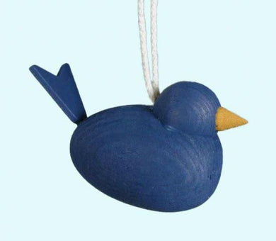 Blue Wooden Bird Christmas Ornament