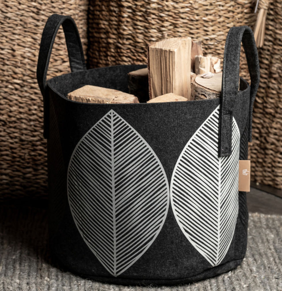 STORAGE BASKET LEAF DARK GREY 30L