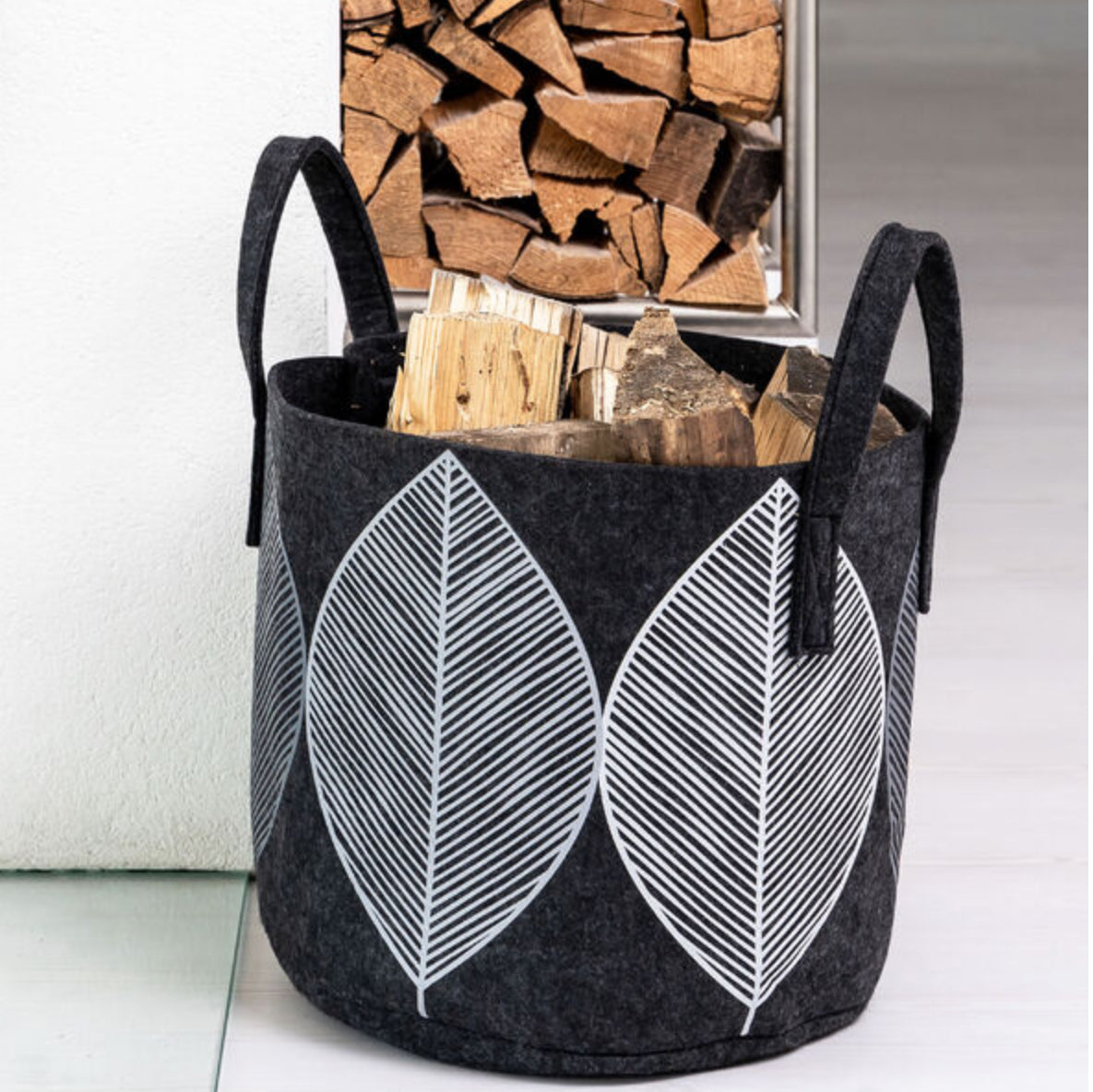 STORAGE BASKET LEAF DARK GREY 30L