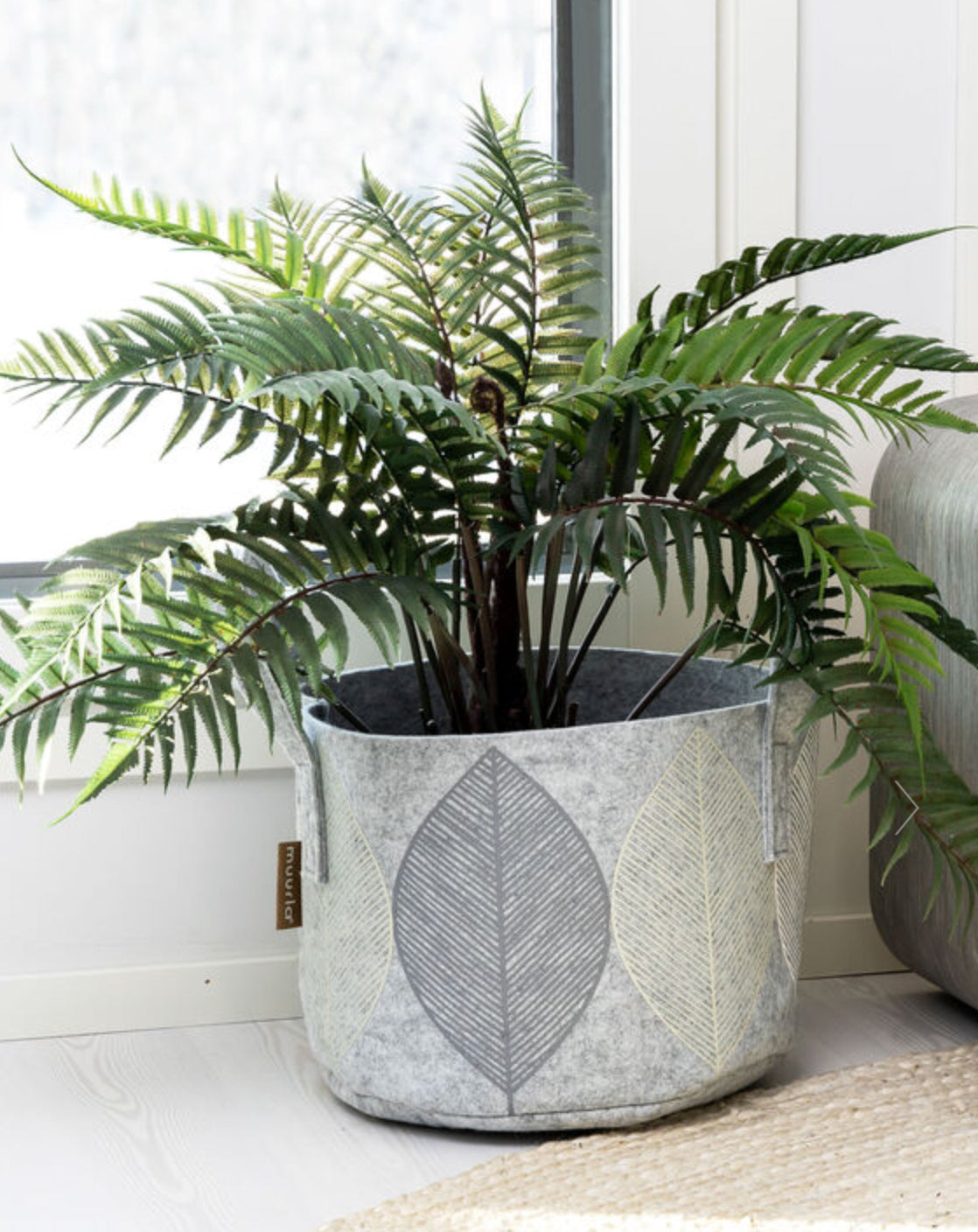 STORAGE BASKET LEAF LIGHT GREY 17L