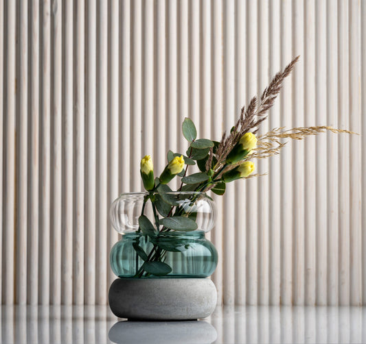 BAGEL LANTERN/VASE LAKE BLUE 12CM