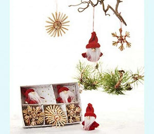 22 Assorted Straw and Tonttu Christmas Ornaments