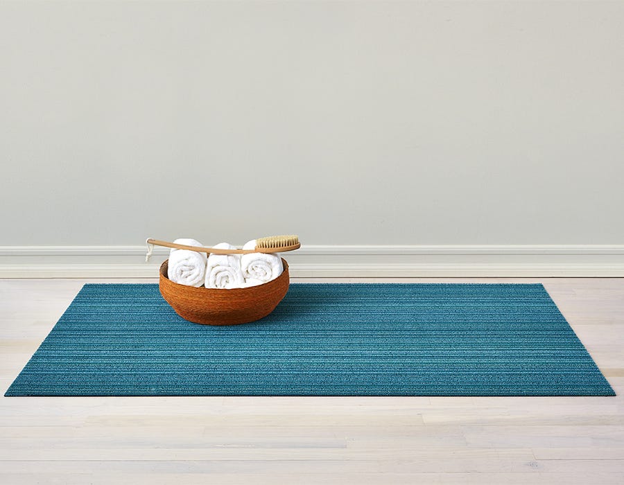 Shag Skinny Stripe Turquoise Mat